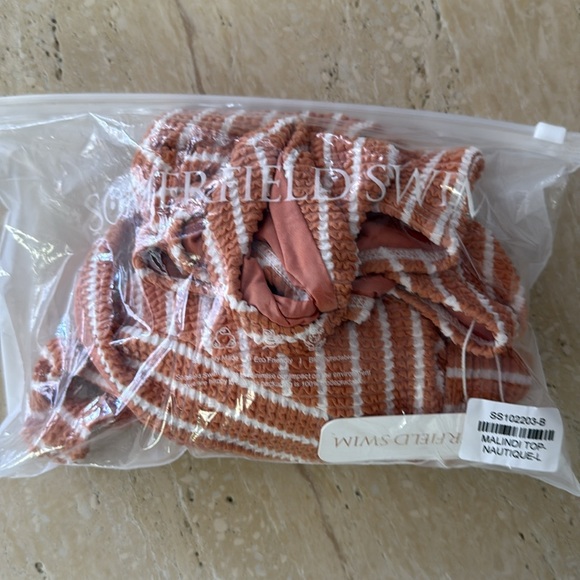 Somerfield Swim Peach/Orange and White Crinkle Bikini - Picture 8 of 8